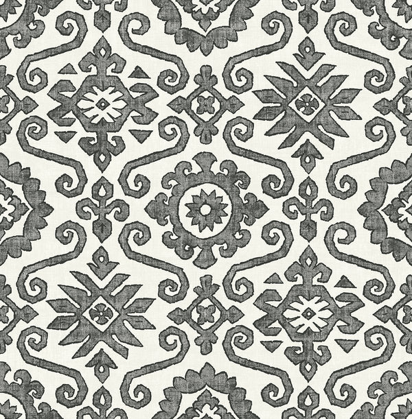 Malibu Ps Augustine Contemporary Geometric - Charcoal & Linen | Peel and Stick Removable Wallcovering