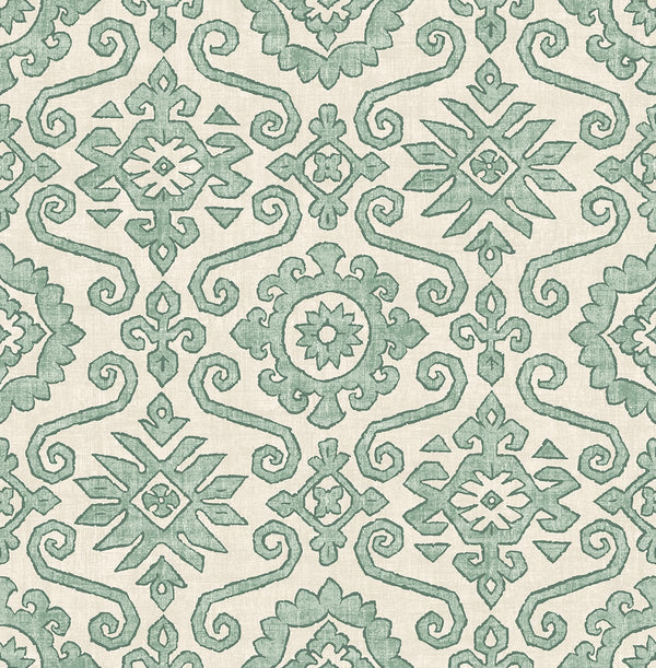 Malibu Ps Augustine Contemporary Geometric - Mineral Green | Peel and Stick Removable Wallcovering