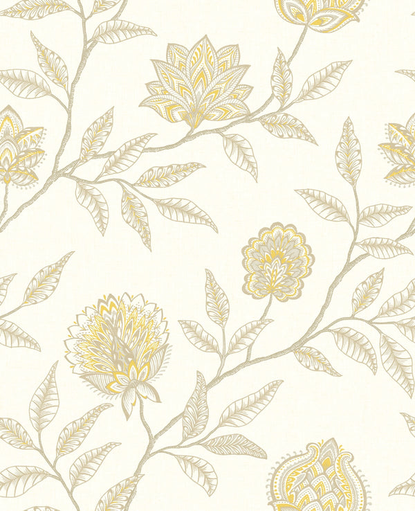 Malibu Ps Jaclyn Contemporary Floral - Blonde & Sandstone | Peel and Stick Removable Wallcovering