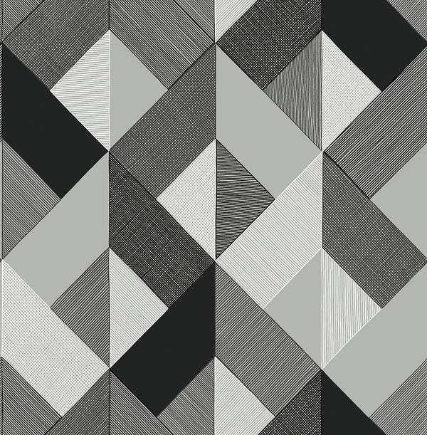 Malibu Ps Marquetry Contemporary Geometric - Greystone | Peel and Stick Removable Wallcovering