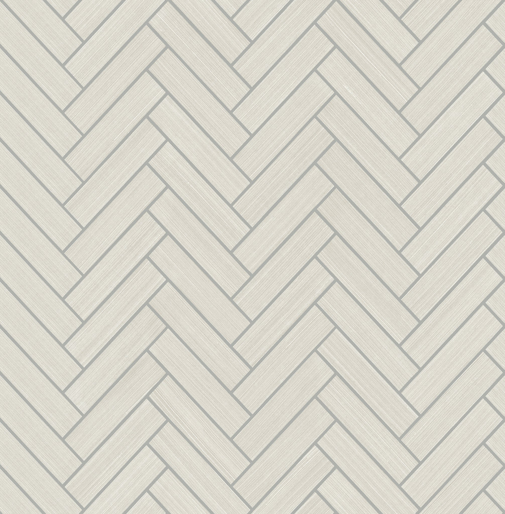 Malibu PS Herringbone Inlay Contemporary Tile - Lunar Grey & Metallic Silver | Peel and Stick Removable Wallpaper