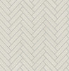 Malibu PS Herringbone Inlay Contemporary Tile - Lunar Grey & Metallic Silver | Peel and Stick Removable Wallpaper