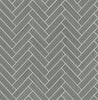 Malibu PS Herringbone Inlay Contemporary Tile - Graphite & Metallic Silver | Peel and Stick Removable Wallpaper