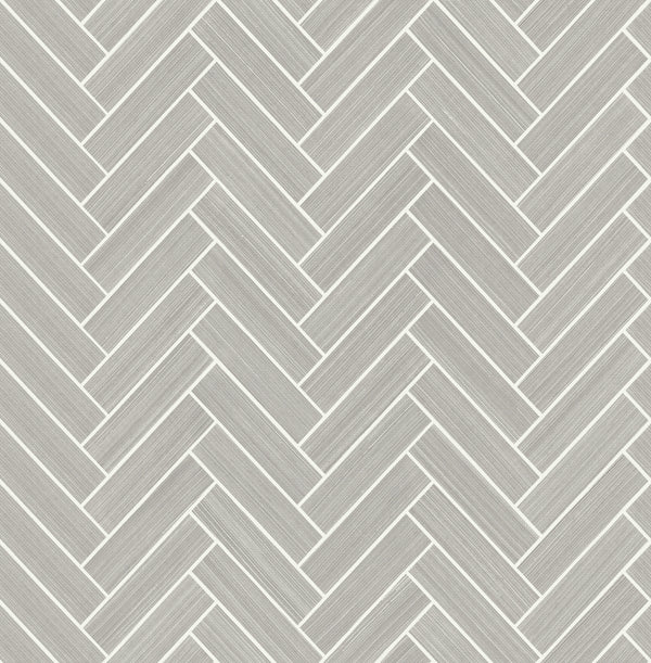 Malibu Ps Herringbone Inlay Contemporary Tile - Warm Stone & Metallic Pearl | Peel and Stick Removable Wallcovering
