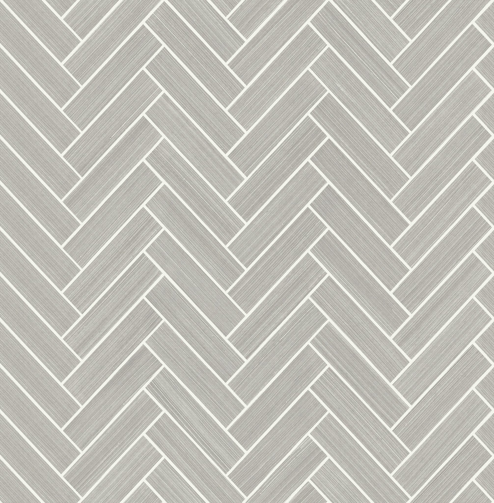 Malibu PS Herringbone Inlay Contemporary Tile - Warm Stone & Metallic Pearl | Peel and Stick Removable Wallpaper