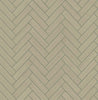 Malibu PS Herringbone Inlay Contemporary Tile - Khaki & Metallic Silver | Peel and Stick Removable Wallpaper