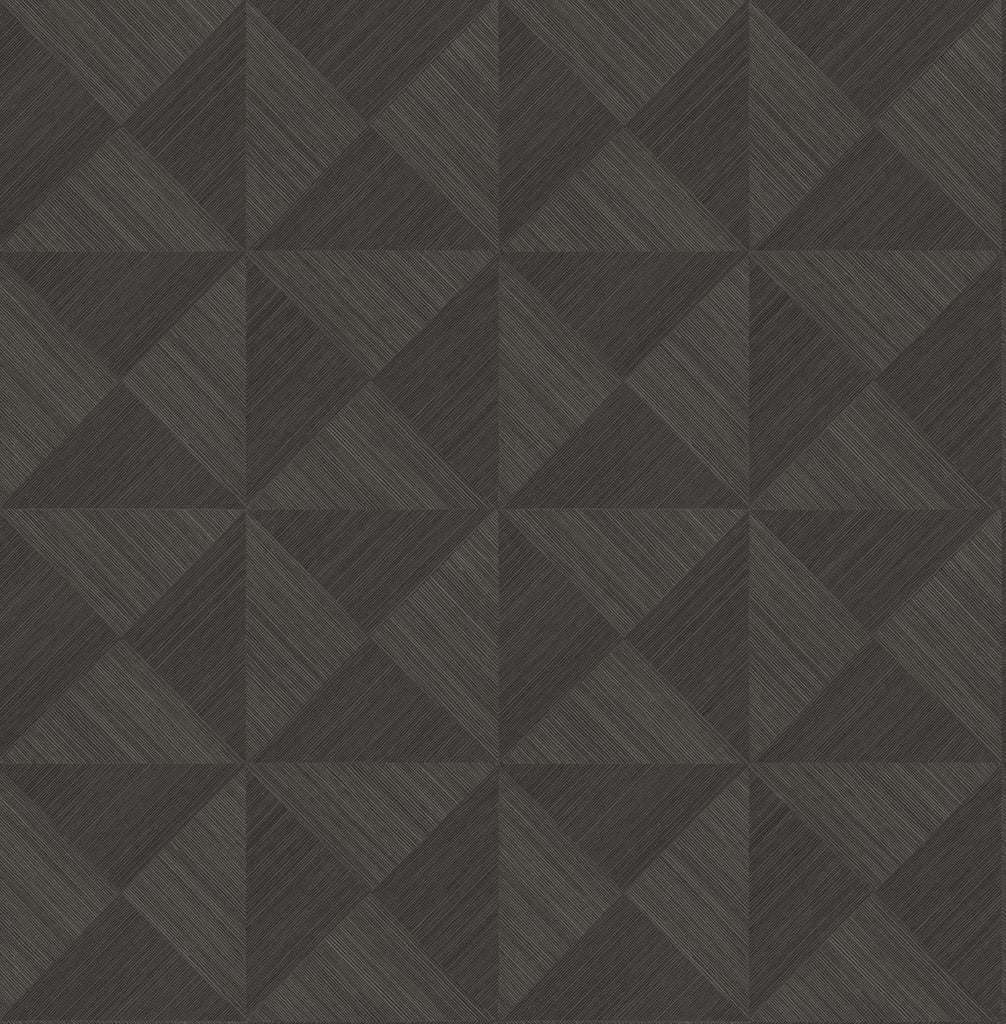Malibu PS Geo Inlay Contemporary Grasscloth - Charcoal | Peel and Stick Removable Wallpaper