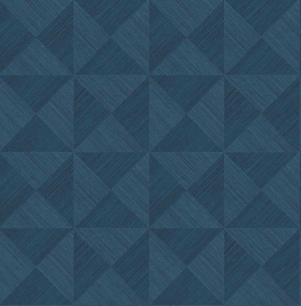 Malibu Ps Geo Inlay Contemporary Grasscloth - Denim Blue | Peel and Stick Removable Wallcovering