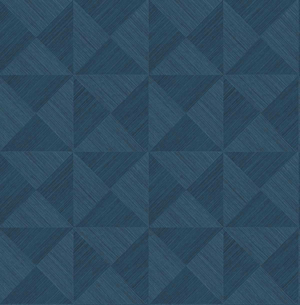 Malibu PS Geo Inlay Contemporary Grasscloth - Denim Blue | Peel and Stick Removable Wallpaper