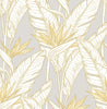 Malibu PS Birds of Paradise Tropical Floral - Grey & Metallic Gold | Peel and Stick Removable Wallpaper