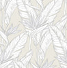 Malibu PS Birds of Paradise Tropical Floral - Pearl Grey & Metallic Silver | Peel and Stick Removable Wallpaper