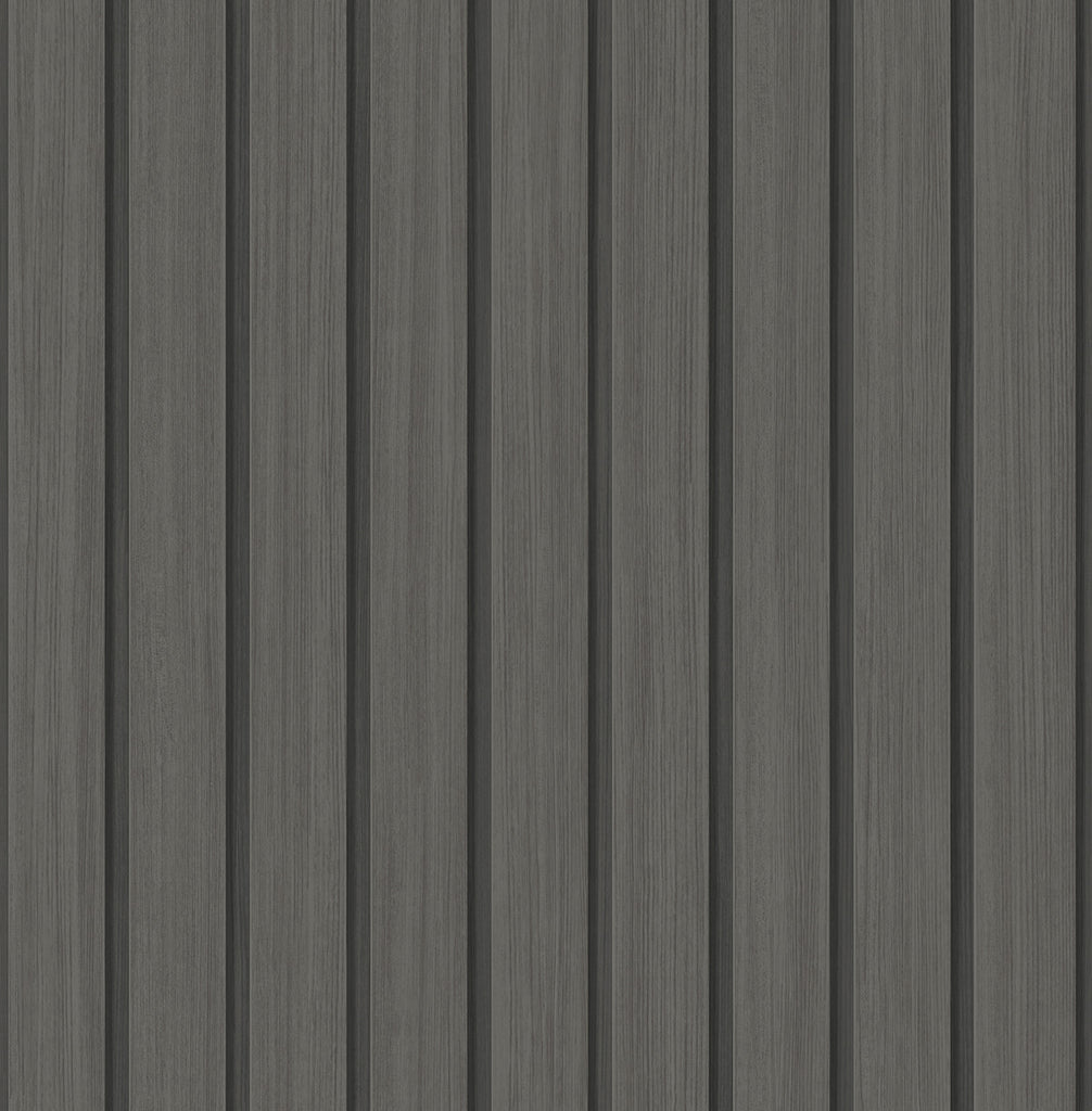 Malibu PS Faux Wooden Slats Rustic Wood - Charcoal | Peel and Stick Removable Wallpaper