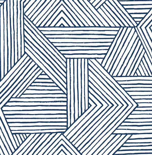 Malibu Ps Etched Geometric Contemporary Geometric - Navy Blue | Peel and Stick Removable Wallcovering
