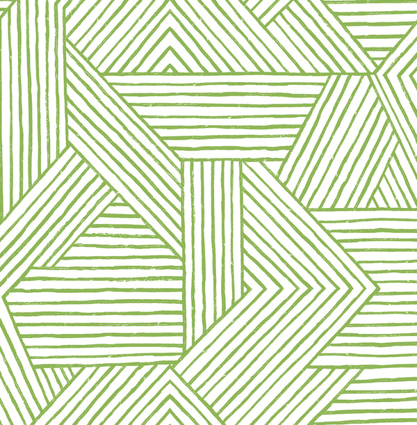 Malibu Ps Etched Geometric Contemporary Geometric - Spring Green | Peel and Stick Removable Wallcovering