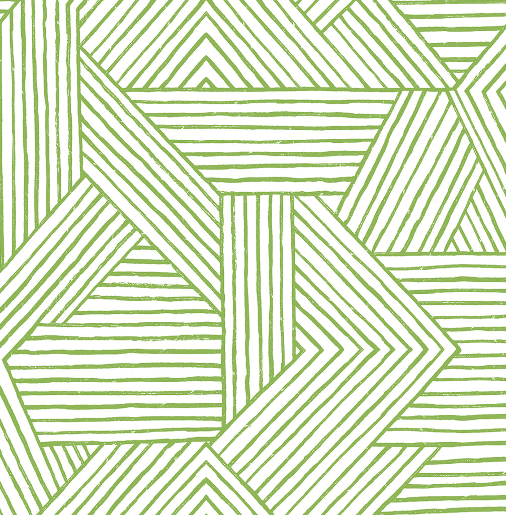 Malibu PS Etched Geometric Contemporary Geometric - Spring Green | Peel and Stick Removable Wallpaper