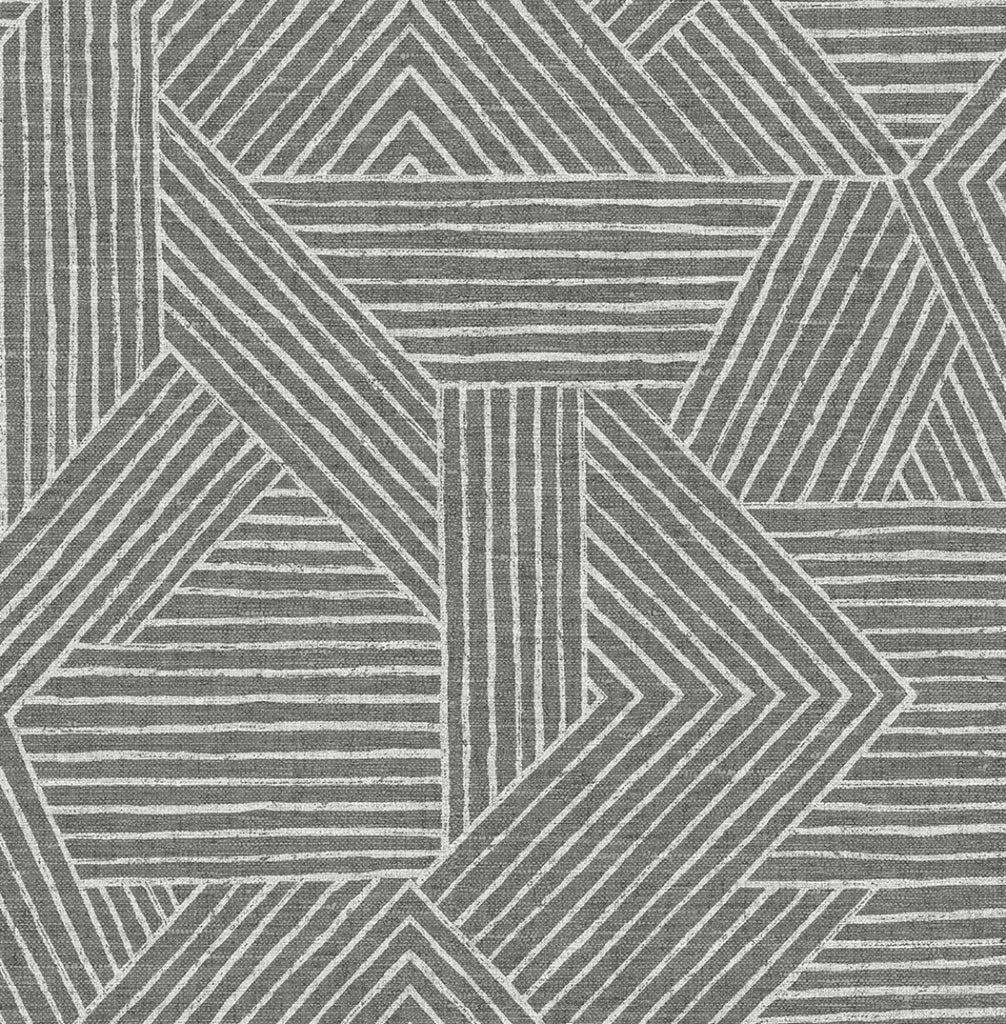 Malibu PS Etched Geometric Contemporary Geometric - Pewter | Peel and Stick Removable Wallpaper