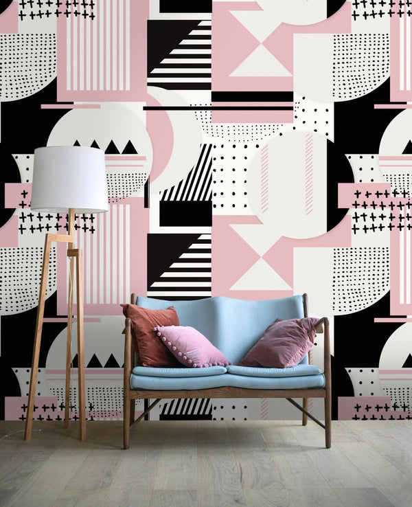 Simple Things - Black, White, Grey, Pink Wallcovering | Mind the Gap