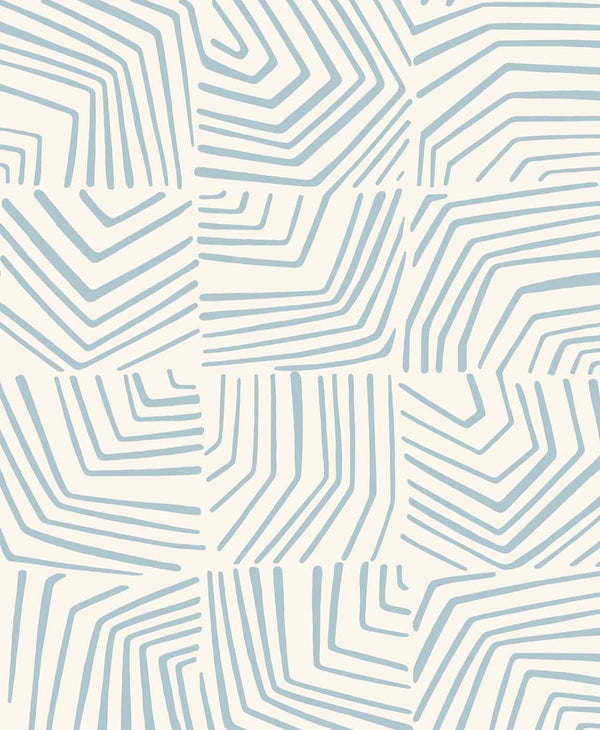 Linework Maze Contemporary Geometric - Sky Blue | Architectural Wallcoverings