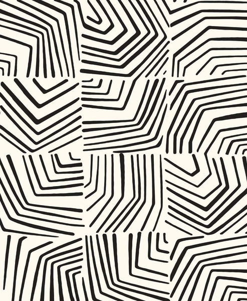 Malibu Linework Maze Wallpaper - Contemporary Geometric - Inkwell | Malibu Wallpaper
