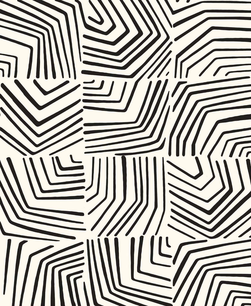 Malibu Linework Maze Wallpaper - Contemporary Geometric - Inkwell | Malibu Wallpaper