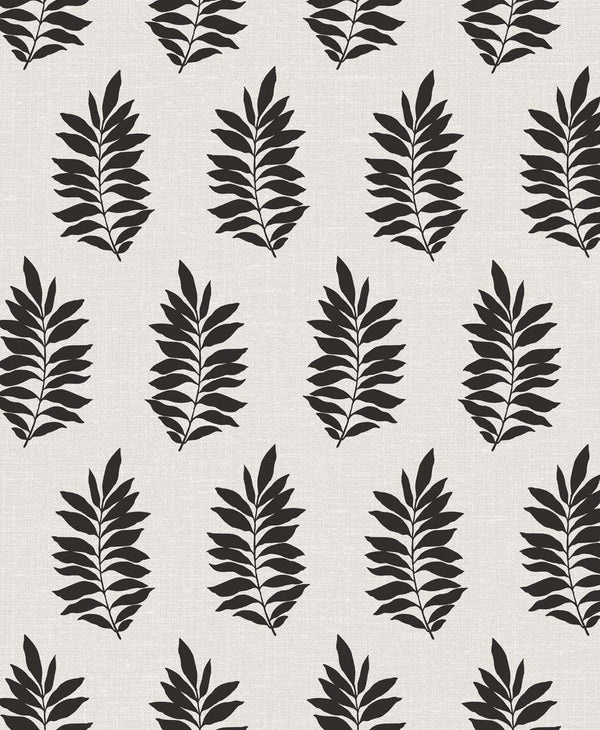 Pinnate Silhouette Contemporary Botanical - Onyx | Architectural Wallcoverings