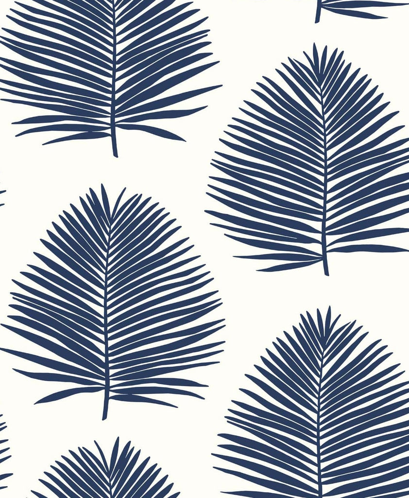 Malibu Island Palm Wallpaper - Coastal Palm Leaf - Navy Blue | Malibu Wallpaper