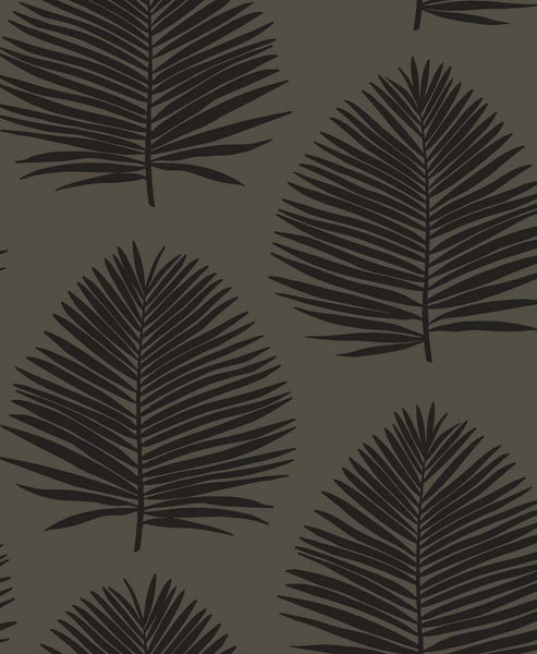 Malibu Island Palm Wallpaper - Coastal Palm Leaf - Lava Rock | Malibu Wallpaper