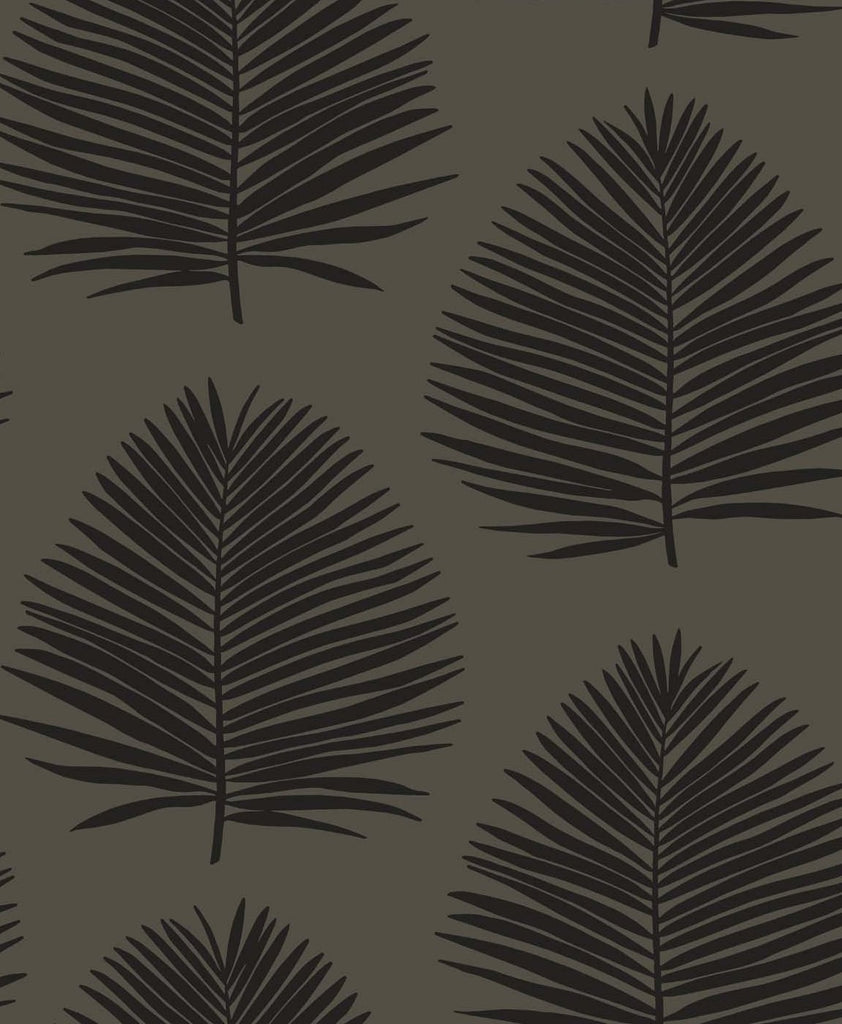 Malibu Island Palm Wallpaper - Coastal Palm Leaf - Lava Rock | Malibu Wallpaper