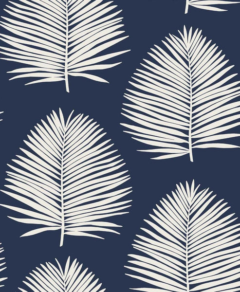 Malibu Island Palm Wallpaper - Coastal Palm Leaf - Midnight Sky | Malibu Wallpaper