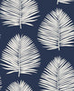 Malibu Island Palm Wallpaper - Coastal Palm Leaf - Midnight Sky | Malibu Wallpaper