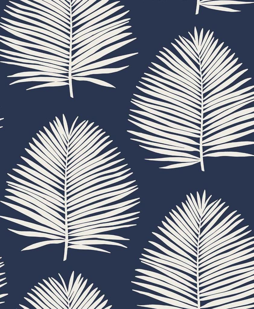 Malibu Island Palm Wallpaper - Coastal Palm Leaf - Midnight Sky | Malibu Wallpaper