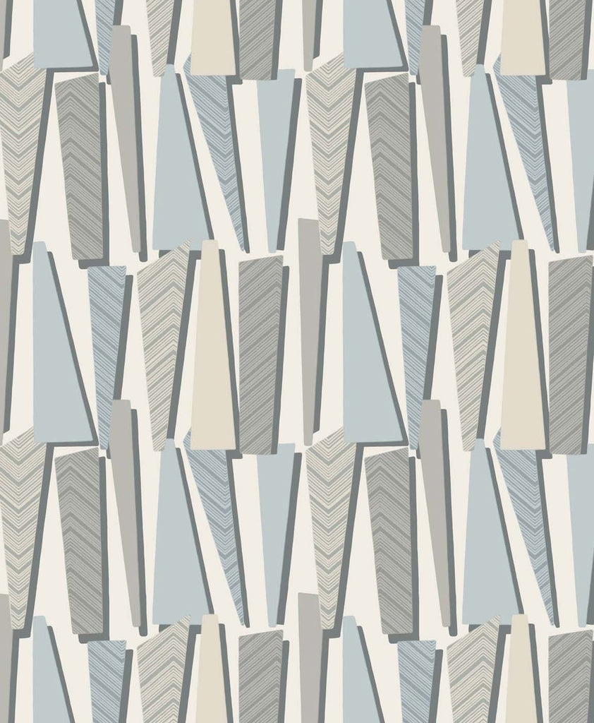 Malibu Geometric Shadows  Wallpaper - Contemporary Geometric - Aquamarine | Malibu Wallpaper