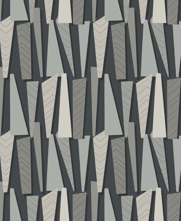 Geometric Shadows Contemporary Geometric - Onyx | Architectural Wallcoverings