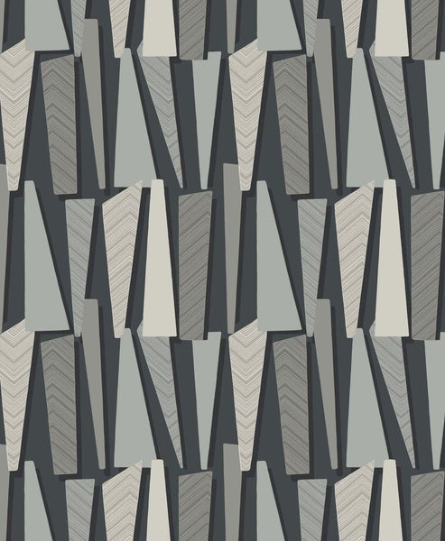 Malibu Geometric Shadows  Wallpaper - Contemporary Geometric - Onyx | Malibu Wallpaper