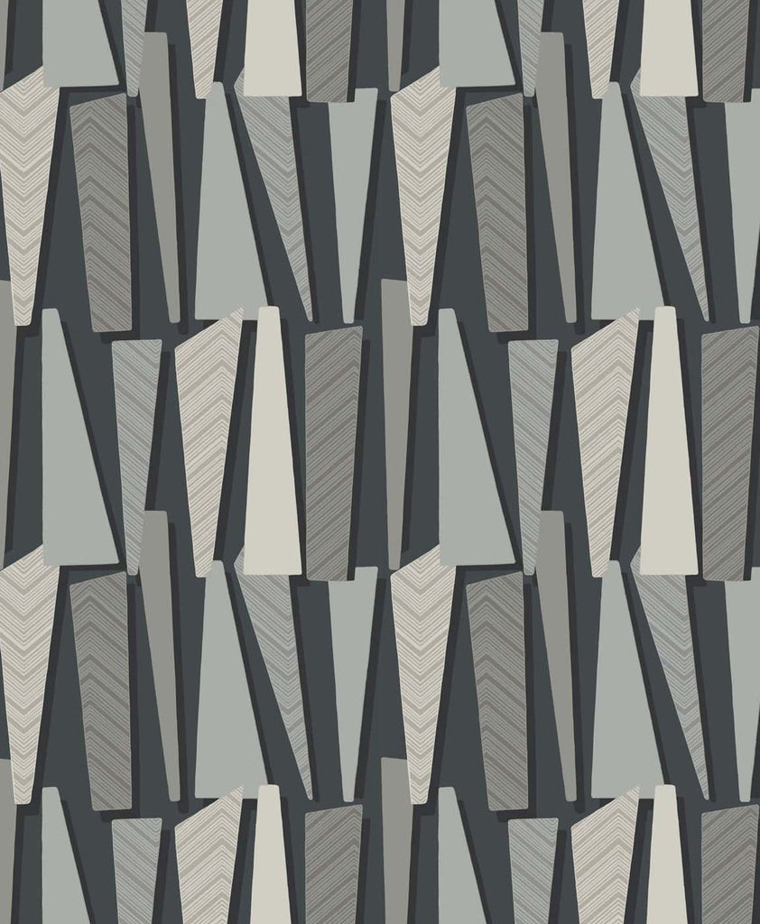Malibu Geometric Shadows  Wallpaper - Contemporary Geometric - Onyx | Malibu Wallpaper