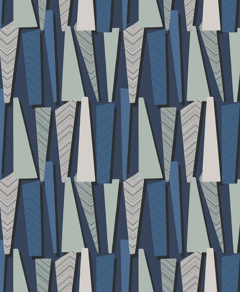 Malibu Geometric Shadows  Wallpaper - Contemporary Geometric - Denim | Malibu Wallpaper