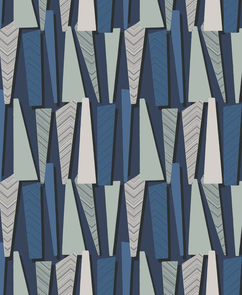 Malibu Geometric Shadows  Wallpaper - Contemporary Geometric - Denim | Malibu Wallpaper