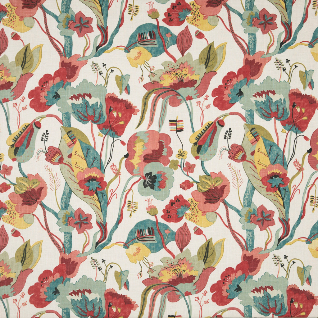 California - Linen/Teal/Pimento  By G P & J Baker | Specials Book |Botanical & Floral  Multipurpose Print