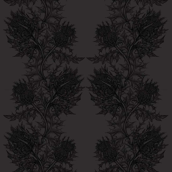 Thistle Superwide Black on Black | Timorous Beasties Wallcovering