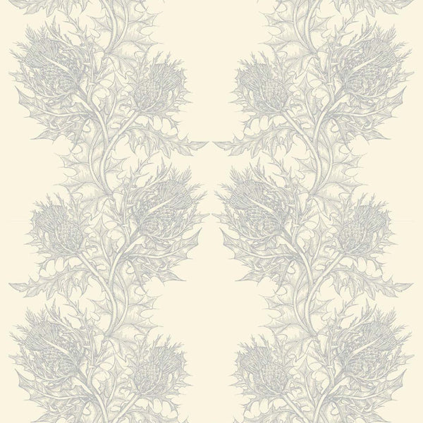 Thistle Superwide Silver on Ivory | Timorous Beasties Wallcovering