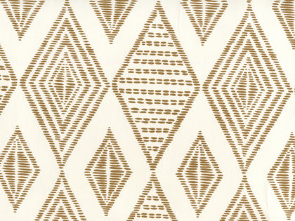 Safari Embroidery Caramel on Almost White Screen Printed | China Seas