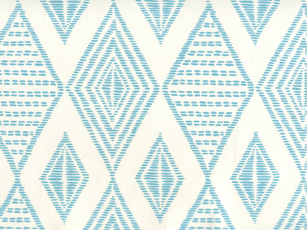 Safari Embroidery Medium Turquoise on Almost White Screen Printed | China Seas