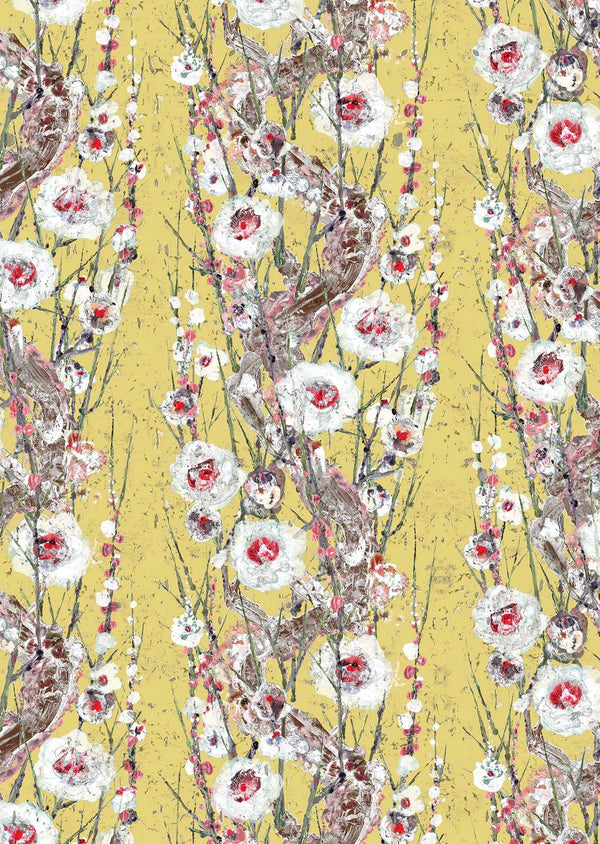 Sakura Cork Yellow Tang | Timorous Beasties Wallcovering