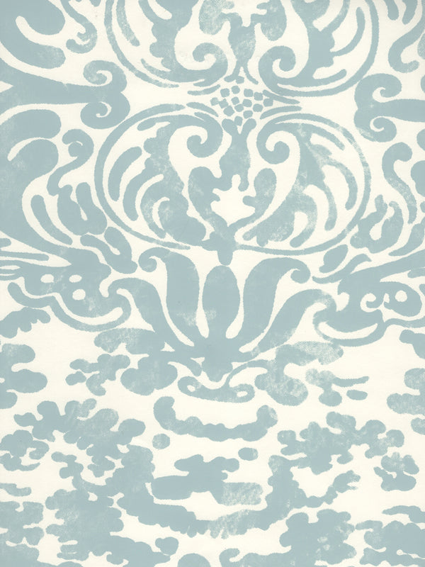 San Marco Arctic Blue on Almost White Screen Printed | China Seas