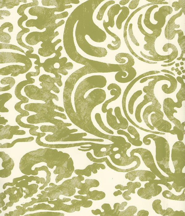 San Marco Chartreuse on Off White Screen Printed | China Seas