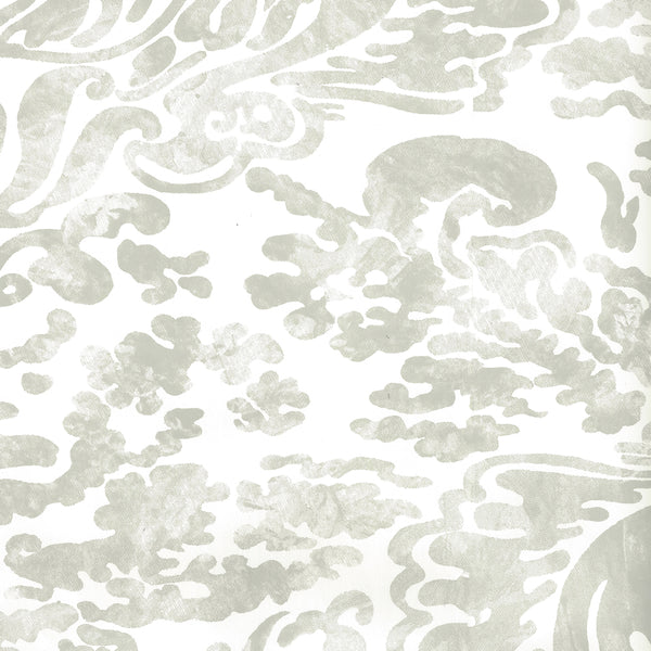 San Marco Gray on Almost White Screen Printed - Off-White Wallcovering | China Seas