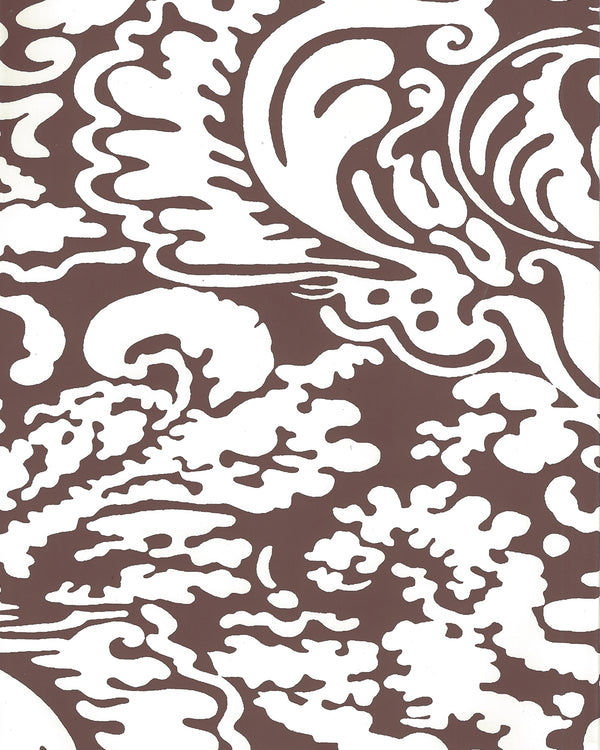 San Marco Reverse Brown on Almost White Screen Printed | China Seas