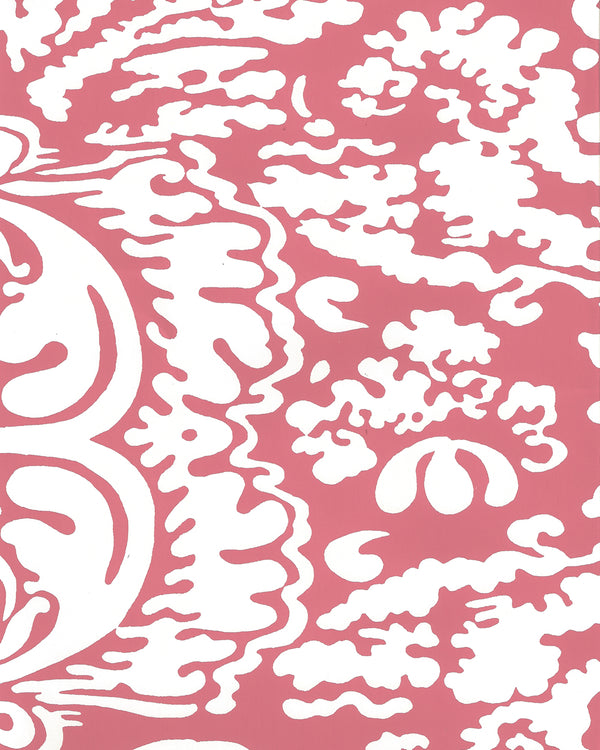 San Marco Reverse Coral on Almost White Screen Printed | China Seas