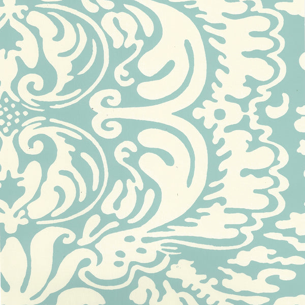 San Marco Reverse Turquoise on Off White Screen Printed | China Seas