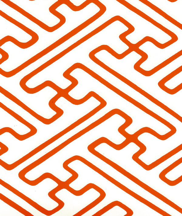 Saya Gata Lines Orange on Almost White Screen Printed | China Seas